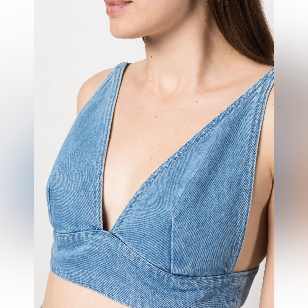ba&sh Blue Denim Crop Top